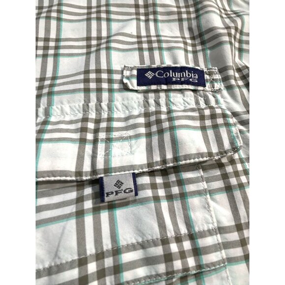 Columbia PFG Super Bahama Shirt Men's Omni-Shade Plaid Fishing Boating Hiking - Picture 3 of 10